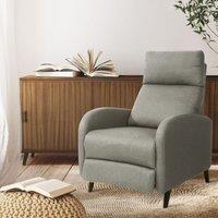 Comfy Living Ltd Fabric Recliner Chair Upholstered in Linen in Light Grey