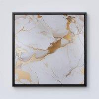 Warren Reed - Designer White Marble With Gold Framed Canvas in Black | Size: W16 x H16