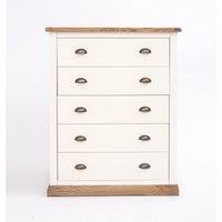 Cabinet Bits Tropea 5 Drawer Chest of Drawers Brass Cup Handle in Off-White