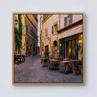 Warren Reed - Designer Cozy Rome Street Framed Canvas in Light Brown | Size: w40 inch x h40 inch