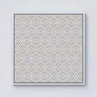 Warren Reed - Designer Abstract Ornament Pattern Framed Canvas in Off-White | Size: W16 x H16