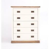 Cabinet Bits Tropea 5 Drawer Chest of Drawers Bras Drop Handle in Off-White