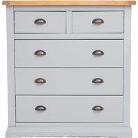 Cabinet Bits Loreo 5 Drawer Chest of Drawers Brass Cup Handle in Light Grey