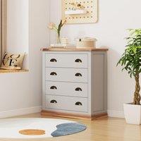 Cabinet Bits Bomporto 4 Drawer Chest of Drawers Brass Cup Handle in Light Grey