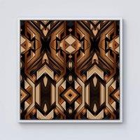 Warren Reed - Designer Black & Brown Intricate Pattern Framed Canvas in Off-White | Size: w40 inch x h40 inch