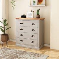 Cabinet Bits Loreo 4 Drawer Chest of Drawers Brass Cup Handle in Light Grey