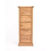 Cabinet Bits Salerno 5 Drawer Narrow Chest of Drawers Chrome Knob in Natural