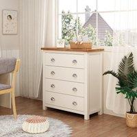 Cabinet Bits Lovere 4 Drawer Chest of Drawers Chrome Cup Handle in Off-White