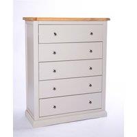 Cabinet Bits Loreo 5 Drawer Chest of Drawers Chrome Knob in Light Grey