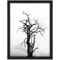 Artery8 Wall Art Print Lone Dead Tree Silhouette Black White Large Framed Wall Dcor Art | Size: W18 x H24