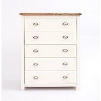 Cabinet Bits Lovere 5 Drawer Chest of Drawers Chrome Cup Handle in Off-White