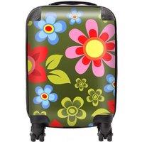 Warren Reed - Designer Red & Blue Flowers Suitcase in Green | Size: Large
