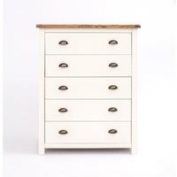 Cabinet Bits Lovere 5 Drawer Chest of Drawers Brass Cup Handle in Off-White