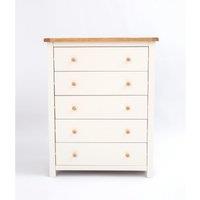 Cabinet Bits Maggiori 5 Drawer Chest of Drawers Wood Knob in Off-White