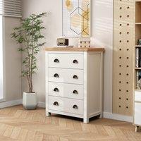 Cabinet Bits Lovere 4 Drawer Chest of Drawers Brass Cup Handle in Off-White