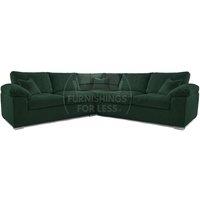 Furnishings For Less UK Delta Large 5 Seater Corner Sofa Jumbo Cord L Shape in Green