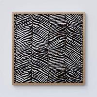 Warren Reed - Designer Zebra Pattern Framed Canvas in Light Brown | Size: w40 inch x h40 inch