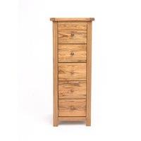 Cabinet Bits Trivento 5 Drawer Narrow Chest of Drawers Wood Knob in Natural