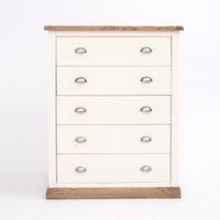 Cabinet Bits Tropea 5 Drawer Chest of Drawers Chrome Cup Handle in Off-White