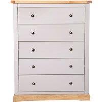 Cabinet Bits Bomporto 5 Drawer Chest of Drawers Brass Knob in Light Grey