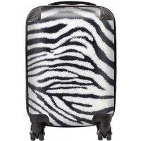 Warren Reed - Designer Zebra Texture Pattern Suitcase in Grey | Size: Large