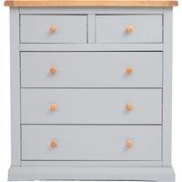 Cabinet Bits Loreo 5 Drawer Chest of Drawers Wood Knob in Light Grey