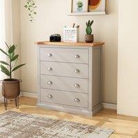 Cabinet Bits Loreo 4 Drawer Chest of Drawers Chrome Cup Handle in Light Grey