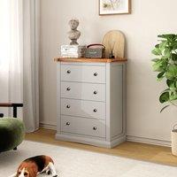 Cabinet Bits Loreo 4 Drawer Chest of Drawers Brass Knob in Light Grey