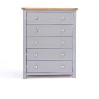 Cabinet Bits Mirano 5 Drawer Chest of Drawers Chrome Knob in Grey