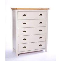 Cabinet Bits Argenta 5 Drawer Chest of Drawers Brass Cup Handle in Light Grey