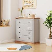 Cabinet Bits Bomporto 4 Drawer Chest of Drawers Chrome Knob in Light Grey