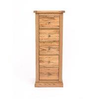 Cabinet Bits Salerno 5 Drawer Narrow Chest of Drawers Brass Knob in Natural