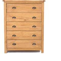 Cabinet Bits Lugo 5 Drawer Chest of Drawers Brass Cup Handle in Light Brown