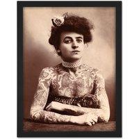 Artery8 Wall Art Print Maud Stevens Wagner Trapezeist Tattooist Artist 1907 Photo Large Framed Wall Dcor Art in Light Oak | Size: W18 x H24