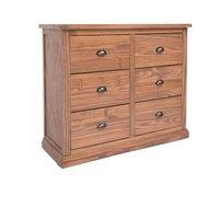 Cabinet Bits Tirolo 6 Drawer Chest of Drawers Brass Cup Handle in Brown