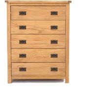 Cabinet Bits Lugo 5 Drawer Chest of Drawers Bras Drop Handle in Light Brown