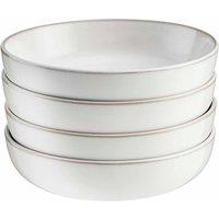 Cooks Professional Set of 4 Nordic Stoneware Pasta Bowls with Reactive Glaze - 2 Colours in White