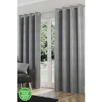 Enhanced Living Thermal Energy Saving Eyelet Curtain With Wave Pattern - Ideal For Living Room & Bedroom in Silver | Size: 229 cm width x 229 cm drop