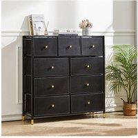 H&O Direct 9-Drawer Storage Organizer Plastic Cabinet in Black