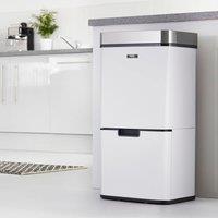 Cooks Professional Recycling Sensor Bin 75L with Dual Compartments & Food Caddy in White