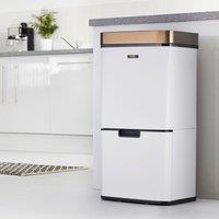 Cooks Professional Recycling Sensor Bin 75L with Dual Compartments & Food Caddy in White