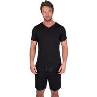 Light & Shade Men's V Neck Tee & Short Pyjama Set in Black | Size: Large