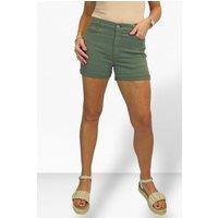 Paulo Due Women's Casual Turn Up Slim Fit Shorts in Khaki | Size: 20