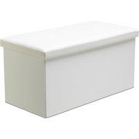 Snug City Faux Leather Storage Ottoman Storage Box With Lid Foldable - 76x38x38cm Rectangle in White | Size: Large
