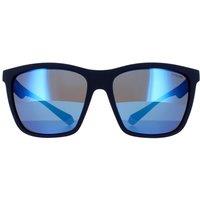 Polaroid Men's Rectangle Blue Grey Blue Mirror Polarized Sunglasses