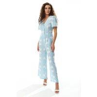 Cloud Print Jumpsuit in Blue