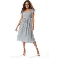 Liquorish Women's Cut out back Midi Dress in Blue & Cream Gingham | Size: 10