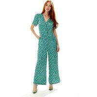 Stroke Print Jumpsuit in Green