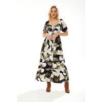 Liquorish Women's Leaf Print Button up Maxi Dress | Size: Medium