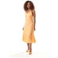 Liquorish Women's Orange Satin Midi Dress | Size: 12